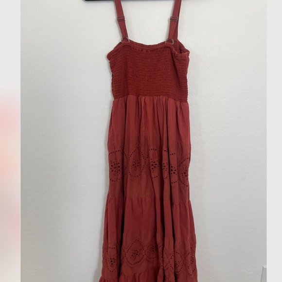 Eyelet Floral Maxi Chic Beach Vaca Vacation Chic Glam Party Boho Hipster Dress - Picture 3 of 8